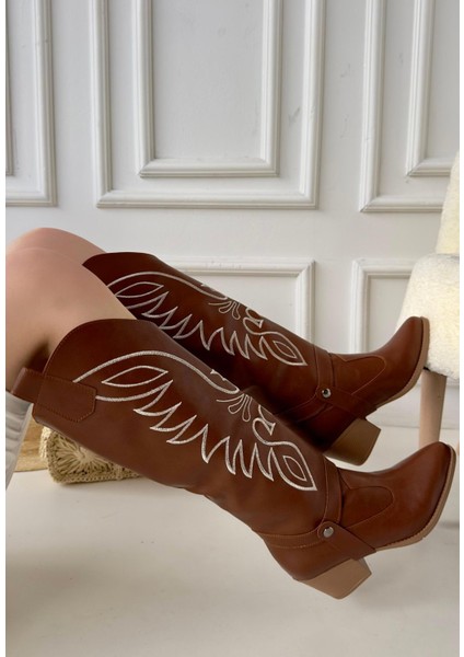 Bernishoes Jilla Taba Cilt Tak Çıkar Topuklu Bot ve Çizme fiyatları