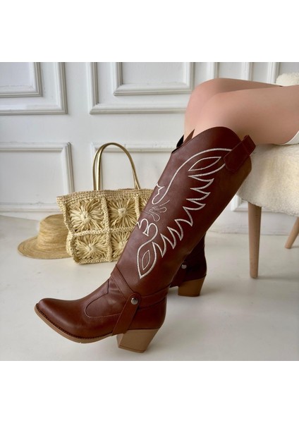 Bernishoes Jilla Taba Cilt Tak Çıkar Topuklu Bot ve Çizme fırsatları