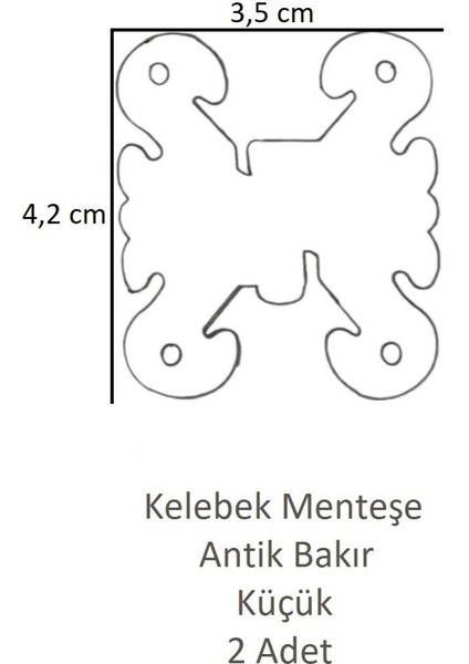 Bakır Dekoratif Kelebek Menteşe Küçük 2 Adet (4,2cm x 3,5cm) modelleri