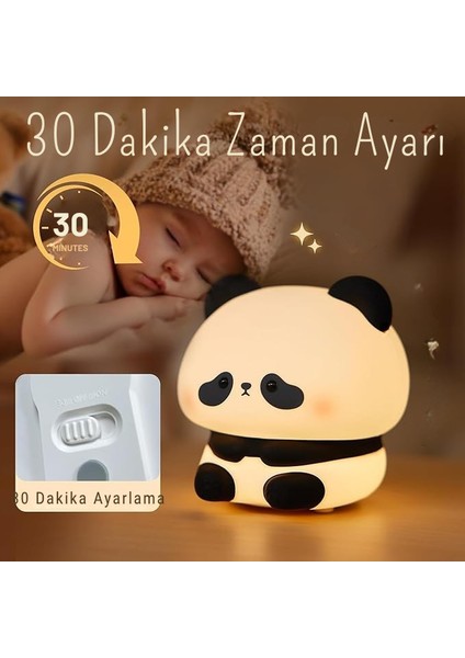 Panda Figürlü Renkli Şarj Edilebilir Dokunmatik Gece Lambası 3 Kademeli Oda Ev Ofis Lambası fırsatları