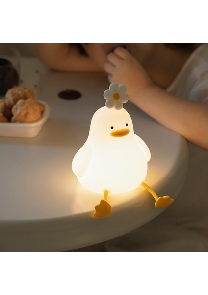 Ördek Figürlü Renkli 3 Kademeli Şarj Edilebilir Dokunmatik Gece Lambası Çocuk Bebek Oda Lambası