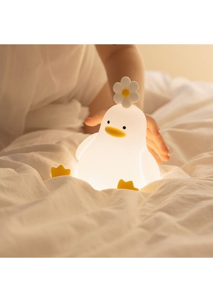 Ördek Figürlü Renkli 3 Kademeli Şarj Edilebilir Dokunmatik Gece Lambası Çocuk Bebek Oda Lambası