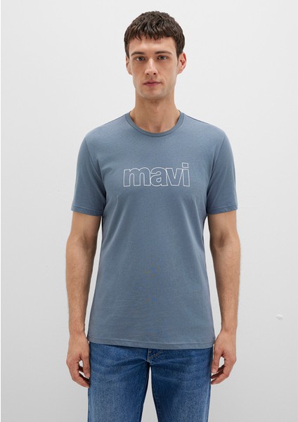 Mavi Logo Baskılı Gri Tişört 065781-80889 fırsatları