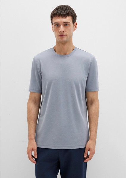 Bisiklet Yaka Mavi Basic Tişört 0612865-86584 fırsatları