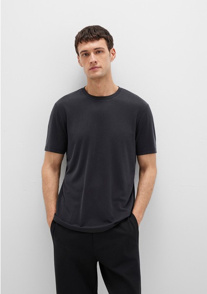 Bisiklet Yaka Siyah Basic Tişört 0612865-900