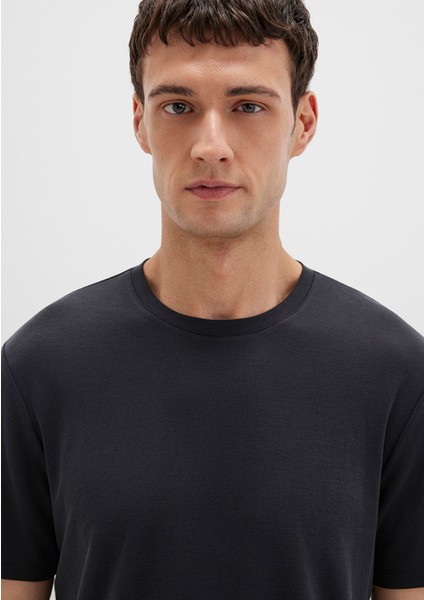 Bisiklet Yaka Siyah Basic Tişört 0612865-900