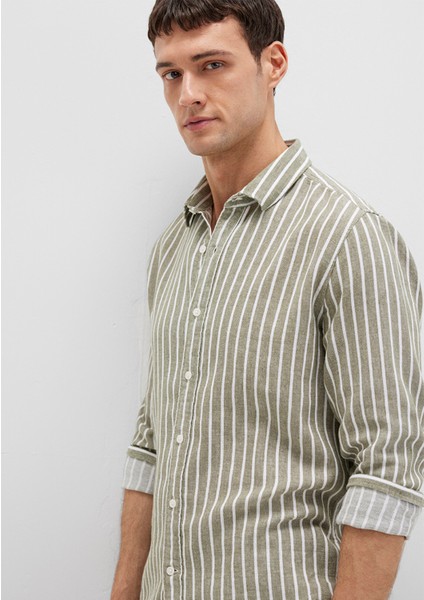 Çizgili Yeşil Gömlek 0211698-91114 fırsatları