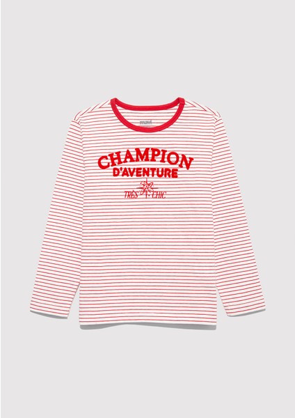 Uzun Kollu Çizgili Tişört 7610357-90989