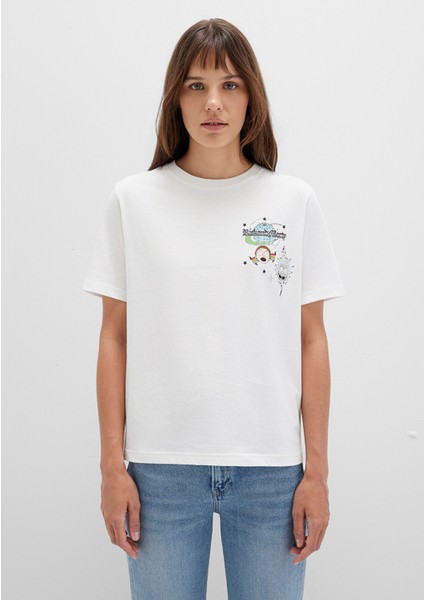 Rick And Morty Baskılı Ekru Tişört 1613675-70057