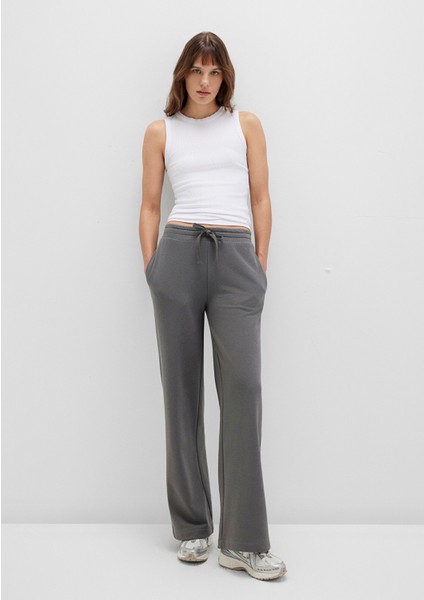 Geniş Paça Gri Basic Eşofman Altı 1011057-70096