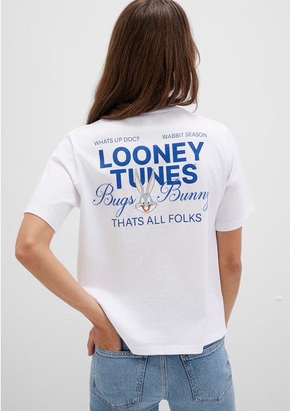 Bugs Bunny Baskılı Beyaz Tişört 1613667-620