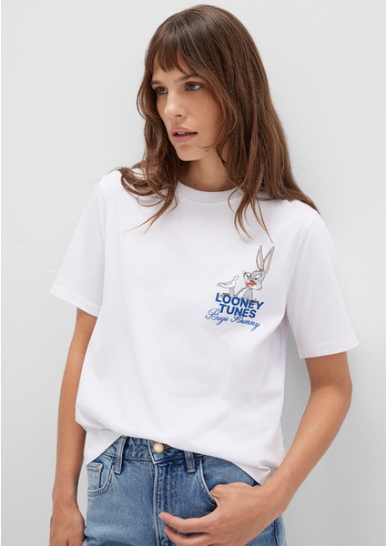 Bugs Bunny Baskılı Beyaz Tişört 1613667-620 modelleri