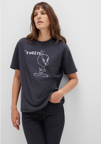 Tweety Baskılı Antrasit Tişört 1613672-70087 modelleri