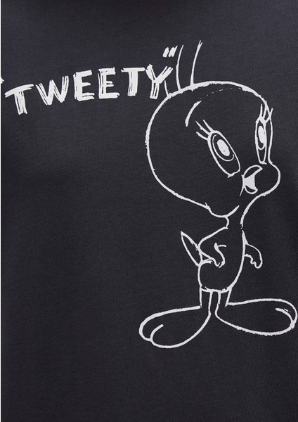 Tweety Baskılı Antrasit Tişört 1613672-70087