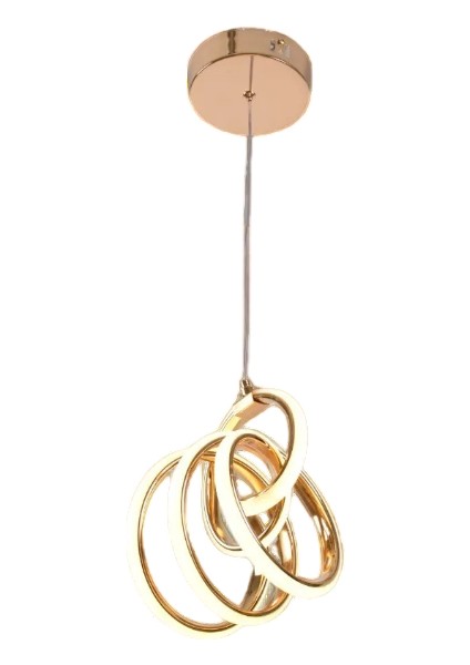 Imza Büyük Gold Kaplama Modern Sarkıt 3 Renk LED Avize Salon - Oturma Odası Ledli Avize Siyah
