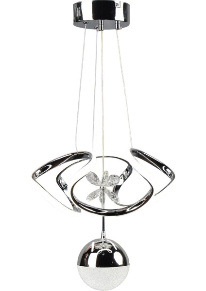Dron Mini Top'lu Krom Kaplama Modern Sarkıt 3 Renk LED Avize Koridor - Oturma Odası Ledli Avize Krom