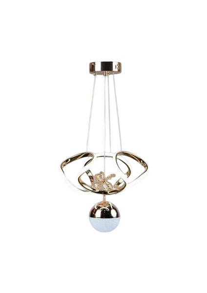 Dron Mini Top'lu Gold Kaplama Modern Sarkıt 3 Renk LED Avize Koridor - Oturma Odası Ledli Avize Gold