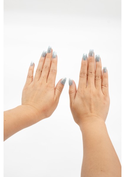 10'lu Mavi Kısa Balerin TT1249 Tekrar Kullanılabilir El Yapımı Protez Takma Tırnak - Mavi-M