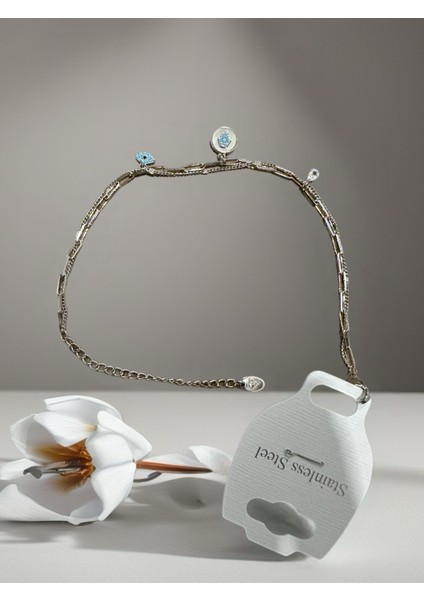 Boncuklu Çelik Kararma Yapmaz Çelik Bileklik