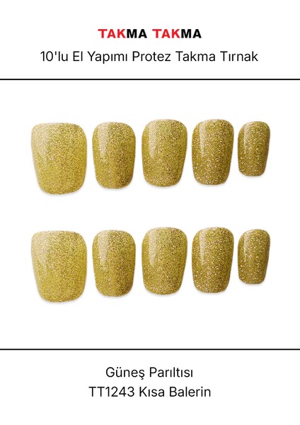 Tekrar Kullanılabilir El Yapımı Protez Takma Tırnak TT1243 - Güneş Parıltısı - 10'lu