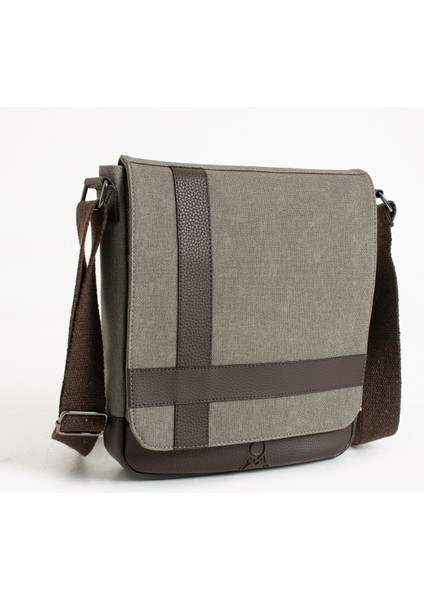 Kanvas Unisex Postacı Çantası, Askılı ve Omuzlu, Şık ve Kullanışlı Gri-Kahve fırsatları
