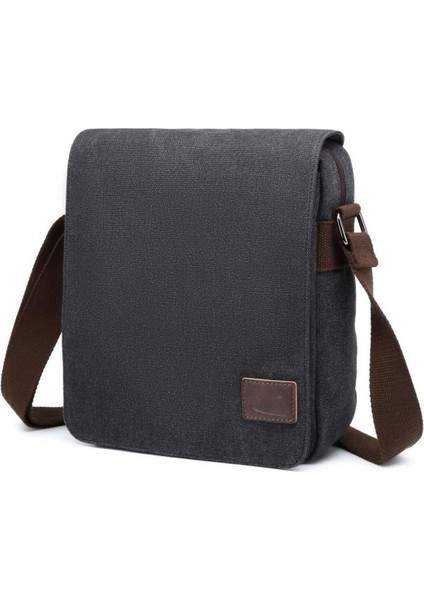 Su Geçirmez Kanvas Postacı Omuz Çantası, Siyah, Şık ve Dayanıklı Tasarım