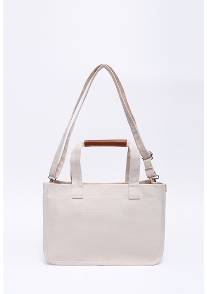 Krem SHK174 Kanvas Kumaş, Üç Bölmeli, Fermuarlı, Çift Askılı, El, Kol ve Omuz Çantası fırsatları