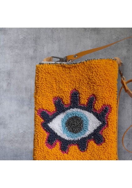 Sarı Nazar Işlemeli Hafif Telefon ve Omuz Çantası modelleri