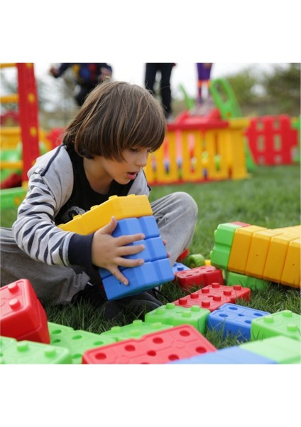 48 Parça Büyük Tuğla Blok Seti - Eğitici ve Beceri Geliştirici Oyuncak | 3+ Yaş, Renkli Yapı Blokları