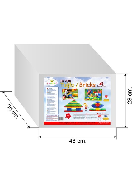 48 Parça Büyük Tuğla Blok Seti - Eğitici ve Beceri Geliştirici Oyuncak | 3+ Yaş, Renkli Yapı Blokları fırsatları
