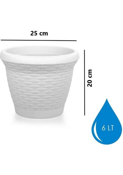 SO-HS02 Plastik Hasır Desenli Saksı 6 Lt Kirli Beyaz 6 Adet fiyatları