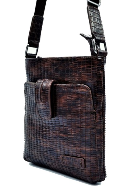 Kahve ve Taba Renkli Krokodil Desenli Postacı Çanta, Şık ve Kullanışlı Tasarım fiyatları