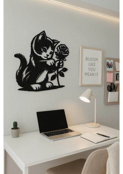 Çiçekli Yavru Kedi – 3D Duvar Dekoru fiyatları