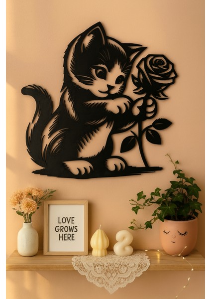 Çiçekli Yavru Kedi – 3D Duvar Dekoru fırsatları