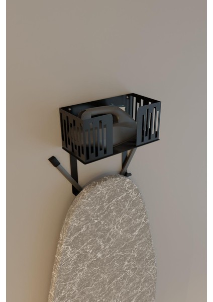 Siyah Duvara Monte Ütü ve Ütü Masası Tutucu, Organizer, Ütü ve Ütü Masası Askısı MT111S