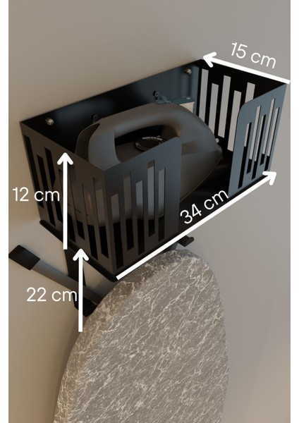 Siyah Duvara Monte Ütü ve Ütü Masası Tutucu, Organizer, Ütü ve Ütü Masası Askısı MT111S