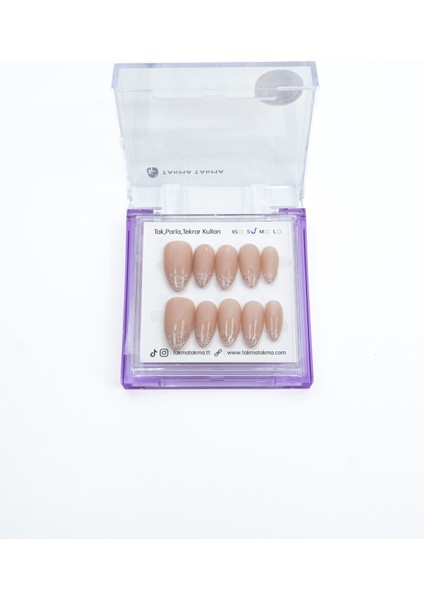 Tekrar Kullanılabilir El Yapımı Protez Takma Tırnak Toasted Almond - 10'lu fırsatları