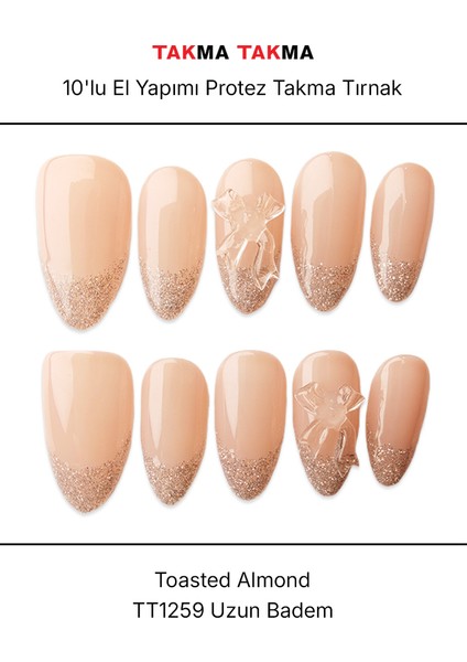 Tekrar Kullanılabilir El Yapımı Protez Takma Tırnak Toasted Almond - 10'lu indirimleri