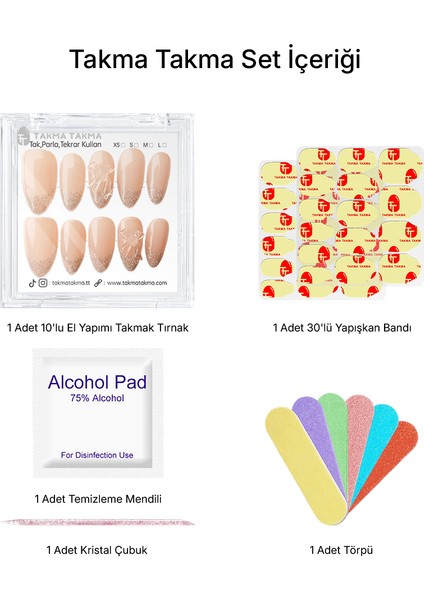 Tekrar Kullanılabilir El Yapımı Protez Takma Tırnak Toasted Almond - 10'lu