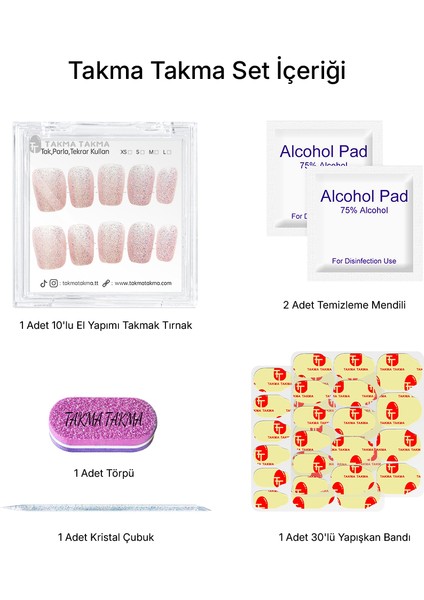 10'lu Mor Kısa Badem TT1245 Tekrar Kullanılabilir El Yapımı Protez Takma Tırnak - Mor-XS indirimleri