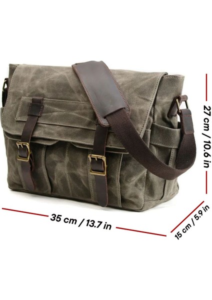 Yeşil Retro Kanvas Postacı Çanta, Mumlu ve Su Geçirmez, Çok Renkli Tasarım fırsatları