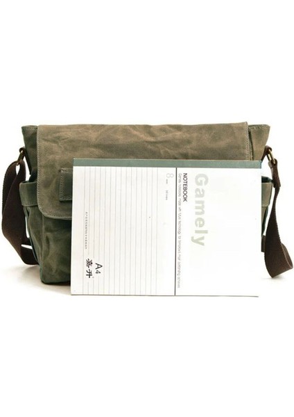 Yeşil Retro Kanvas Postacı Çanta, Mumlu ve Su Geçirmez, Çok Renkli Tasarım indirimleri