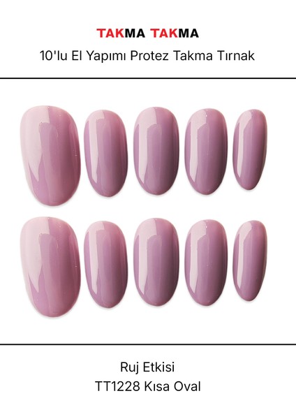 10'lu Gri Kısa Oval TT1228 Tekrar Kullanılabilir El Yapımı Protez Takma Tırnak - Gri-M fırsatları