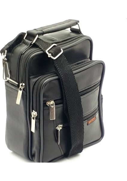 Şık Siyah Gerçek Kuzu Derisi Erkek El ve Omuz Çantası fırsatları