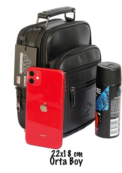 Şık Siyah Deri El ve Omuz Çantası Çelik Kasalı ADL78411