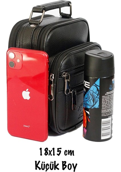 Şık Siyah Deri El ve Omuz Çantası Çelik Kasalı ADL78411