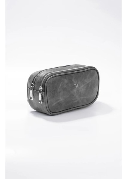 Gri Renkli Hakiki Deri El Çantası, Şık ve Dayanıklı Tasarım