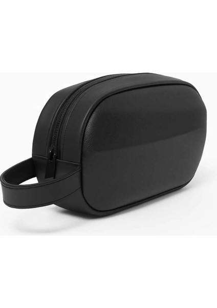 Şık Erkek Deri Portföy Çanta, Günlük ve Bakım Için Siyah