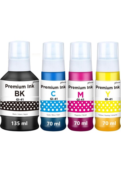 GI-41(GI41) 4 Renk Muadil Set Canon Pixma G1420,G1460,G2420,G2460,G3420,G3460 Yazıcılarla Uyumlu