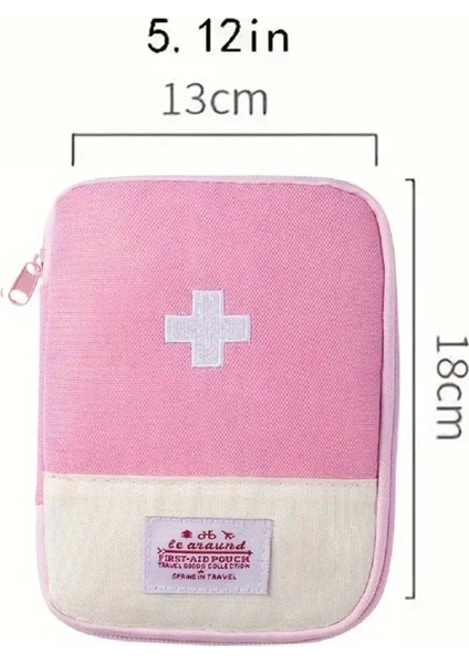 Pembe Taşınabilir Ilk Yardım Çantası, Seyahat ve Ev Için Düzenleyici Kit